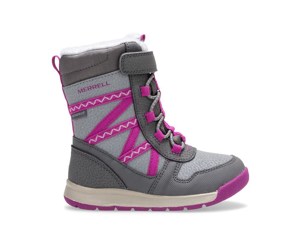 Botas Criança - Merrell Snow Crush 2.0 Waterproof Jr. - Cinzentas/Rosa - YRD423986